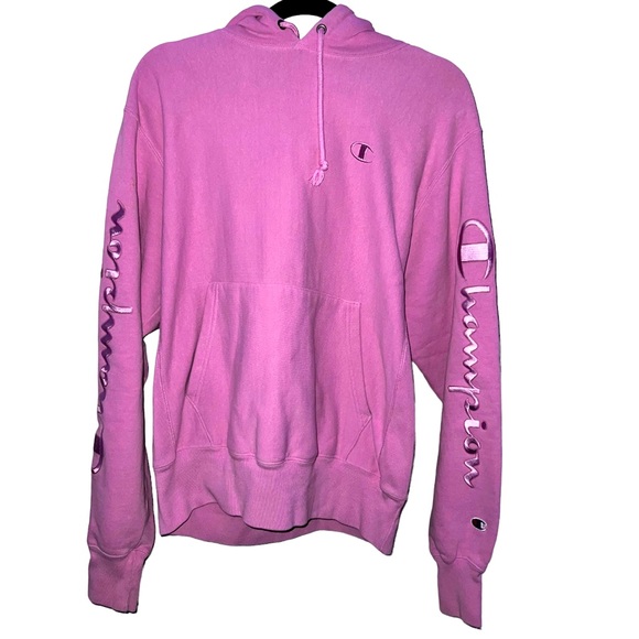 CHAMPION | LONG SLEEVE REVERSE WEAVE PINK/PURPLE HOODIE - Picture 2 of 12